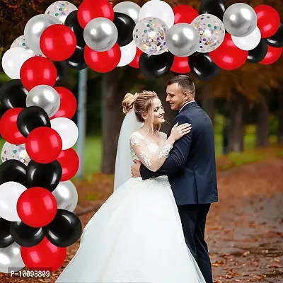 62 Pack Red Black Confetti Balloons Kit 12 Inch Black Red White Confetti Balloons Metallic Silver Balloons for Wedding Party Birthday Baby Shower Graduation Decorations Supplies Balloon&nbsp;&nbsp;(Multicolor  Pack of 62)-thumb3
