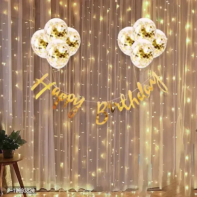 Birthday Decoration Items Kit  10Pcs Bday Banner Confetti Balloon with Led Light for Kids  Husband Girls Boys Bday Decorations Items with String Fairy Lights&nbsp;&nbsp;(Set of 10)-thumb0