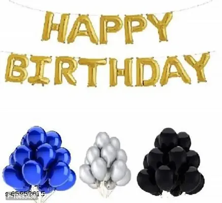 BALLOONS Solid Party Products Happy Birthday Letter Foil Balloon Set of 13 Letters (Golden)   HD Metallic Finish Balloons (Pack of 100) Balloon  (Silver  Black  Blue  Pack of 100)