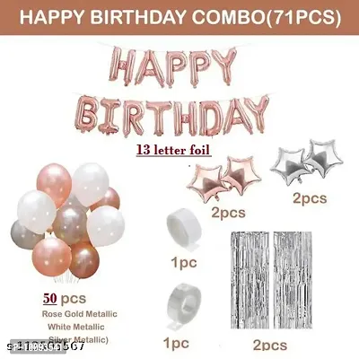 happy birthday 13 letter rose gold 2silver curtain 2 silver 2 rose gold star 50 rese gold silver  white ballon arch glue pack 71-thumb2