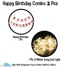 Happy Birthday Decoration  Birthday Decorations  Birthday Ka Saman  Pink Happy Birthday Banner with White Warm Led String Light Set of 2 for Boys  Kids  Birthday Party Decorations Indoor Outdoor Party-thumb1