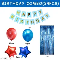 Happy Birthday Decorations For Boys   Blue Red Colour Birthday Balloons For Decoration Kit  Foil Curtain  Star Foil Balloon   Happy Birthday Banner For Kids Bday  Baloons For Decor 34Pcs-thumb1