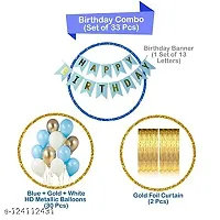 Pack of 33Pcs   10 Blue Balloon  10White Balloon and 10 Golden Balloon  Birthday Balloons Combo for Kids Or Boys Birthday Decoration Items  Perfect as a gold  blue and silver party backdrop for birthday wedding baby showers  graduations-thumb1