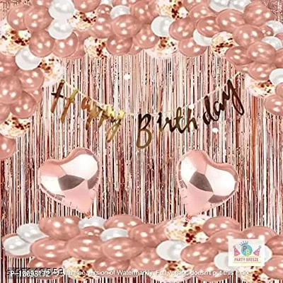38 Pcs Birthday Decoration For Home Kit with Happy Birthday Banner  Curtains   Heart Foil with HD Metallic Balloons Decoration Kit Set Decorations Items Combo   Happy Birthday Ballon-thumb0