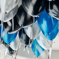 45 Pcs Combo  Blue  Black and Silver Metallic Balloons with Air Pump   Happy Birthday Letter Foil   Glue Dot| Birthday Decorations Kit Balloon&nbsp;&nbsp;(Black  Silver  Blue  Pack of 45)-thumb2