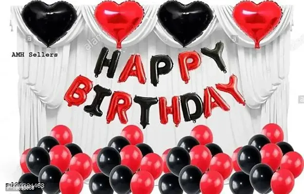 HAPPY BIRTHDAY RED BLACK 2HART BLACK 2HART RED 30 PCS BALLOON RED BLACK