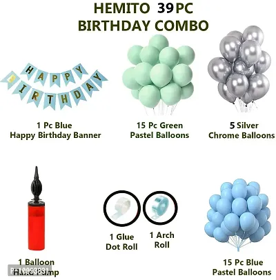 Birthday Decoration Items Combo kit for Boys Girls with Balloons  Banner   Pump-thumb2