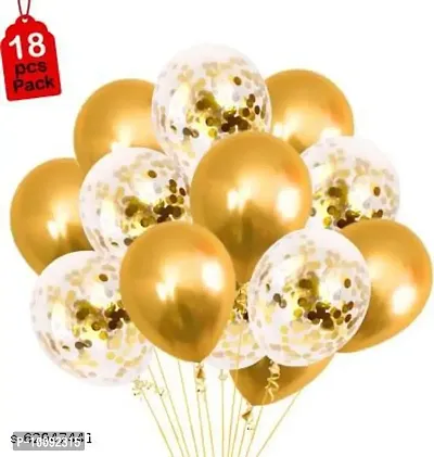 Solid Pack of 18 Pcs Golden Latex   Confetti Balloons for Birthday Decoration Items  Balloons for Birthday Party Balloon  (Gold  Pack of 18)-thumb0