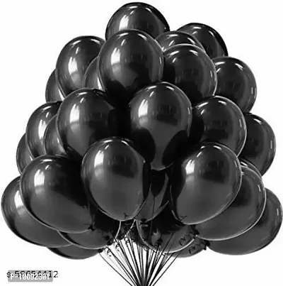 Solid Metallic Black Balloons Pack of 50 Balloon  (Black  Pack of 50)-thumb0