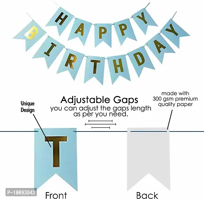 Happy Birthday Banner Blue 76pc Set with Blue Birthday Banner  60 Metallic Balloon   2 Silver Fringe  1pc Ribbon for Birthday Party Decoration | Birthday Decoration Items For Boys  Adults&nbsp;&nbsp;(Set of 64)-thumb3