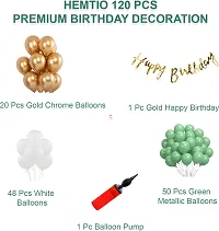 120 pc Green Gold Birthday Decorations Kit Combo with Cursive Gold Birthday Banner Premium Chrome Gold Balloons with Balloon Pump Balloons for Boys Girls Premium Birthday Decoration Items&nbsp;&nbsp;(Set of 120)-thumb1