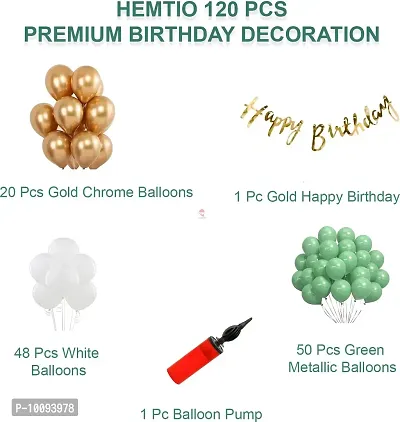 120 pc Green Gold Birthday Decorations Kit Combo with Cursive Gold Birthday Banner Premium Chrome Gold Balloons with Balloon Pump Balloons for Boys Girls Premium Birthday Decoration Items&nbsp;&nbsp;(Set of 120)-thumb2