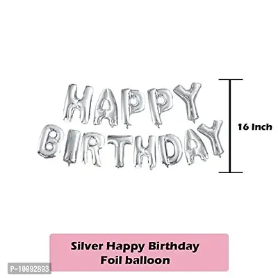 Silver Happy Birthday Balloon Decoration Kit Items   Combo 54 Pcs   Happy Birthday Foil and Multi Color Pastel Balloons-thumb3