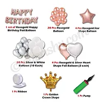 Happy Birthday Kit   Rose Gold   64 Pcs Combo   with Pump  Crown Balloon  Heart Balloons and more-thumb1