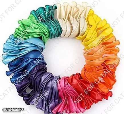 Metallic Finish Balloons For Birthday   Anniversary Party Decoration (Pack Of 100)  Multi Color-thumb0