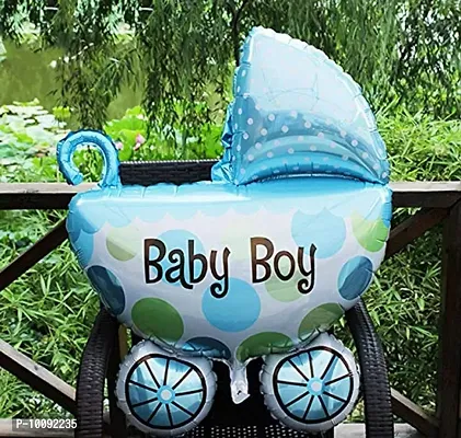 Baby Shower Pram Foil Balloon in Blue for Boy for Your Baby Shower Baby Welcoming Party Decoration