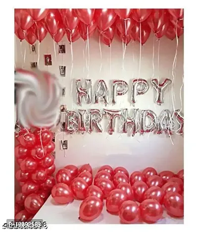 BALLOONS Happy Birthday Silver Foil Letter Balloons And 30 Red Balloons