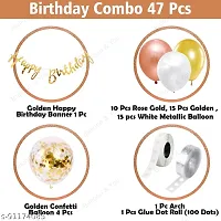 Rose Gold Birthday Decoration Items Combo Set For Girls Kids Wife &ndash; Happy Birthday Banner  Metallic Balloons  Glue Dot Arch Strip  For Birthday Decorations Celebrations &ndash; 47Pcs-thumb1