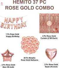 Happy Birthday Decoration Kit 37 pc Combo with Rose Gold Birthday Banner 4pc Heart and Star Foil Balloon  2 Pc Rose Gold Foil Curtain for Birthday Decoration&nbsp;&nbsp;(Set of 37)-thumb1