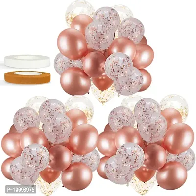 60 PACK Rose Gold Balloons   Confetti Balloons w  Ribbon | Rosegold Balloons for Parties | Bridal   Baby Shower Balloon Decorations | Latex Party Balloons | Engagement  Wedding Balloon&nbsp;&nbsp;(Gold  Pack of 60)