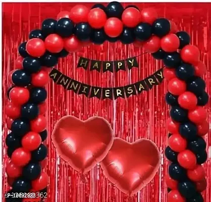 happy anniversary black benner 2 red heart 2 red curtain 30 red black ballon-thumb0