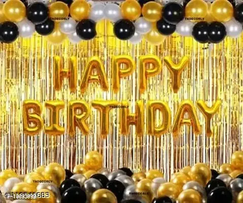 Birthday Decoration Kit   Theme Decoration Balloons (Gold  Pack of 45) happy birthday foil 13 balloon   2pcs golden foil curtian   matellick balloon gold black silver 30 pack of 45-thumb0