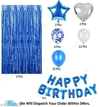 Birthday Decorations  Birthday Ka Saman  Blue Birthday Party Decorations Set with Balloon Table Stand  Blue Happy Birthday Balloons Banner  Blue Foil Fringe Curtain for Birthday Party-thumb1