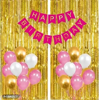 SOLID BALLOONS Solid 33 Pcs Pink White and Golden Birthday Balloons Combo Set For Kids Or boys Birthday Decoration Items Balloon  (Gold  Pink  White  Pack of 33)-thumb0