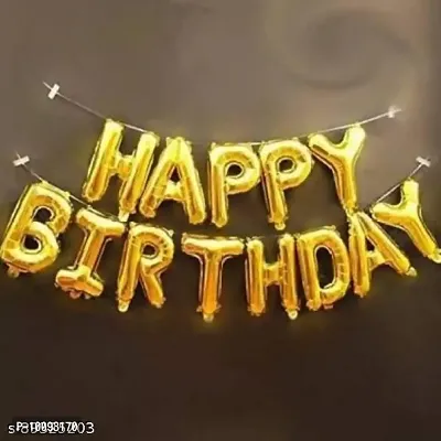 Solid Happy Birthday Golden Foil Letter Balloons(13 foil latter 1 pack)With 30 Pic Black Gold Balloons And 2 Pcs Golden Metallic Fringe Shiny Curtains(Pack Of 45)-thumb3