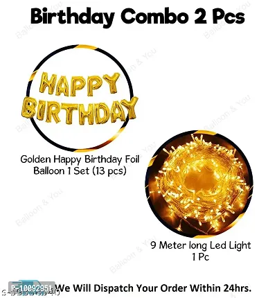 Happy Birthday Decoration  Birthday Decorations  Birthday Ka Saman  Golden Happy Birthday Decoration Kit  2Pcs HBD Foil Balloon With Led Light Birthday Decorations Items For Bday Lights Combo Pack Set  Husband Wife  First  2nd 30th 40th 50th Theme-thumb2