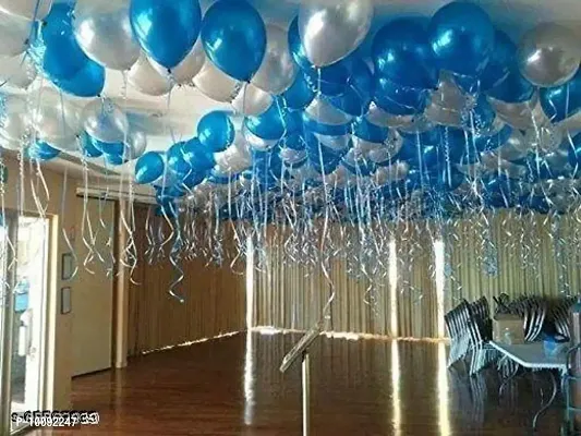 BALLOONS 50 Pcs Metallic Balloons (Blue   Silver)-thumb0