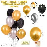 Black Golden and Silver Metallic Balloons For Ballons For Decorating  100 Pcs Baloons For Birthday Decorations  The most perfect bulk balloon pack for your birthday party  outdoor event  rainbow party  bridal or baby shower or any other occasion-thumb1