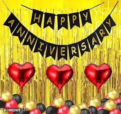 happy anniversary benner 3 red heart foil 2 gold curtain 30 red gold black mattalic ballon pack 36-thumb0