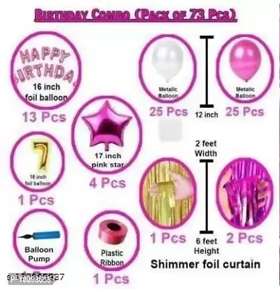 Girl seventh 7th happy birthday PINK combo kit for party decorations  (Set of 73)-thumb2