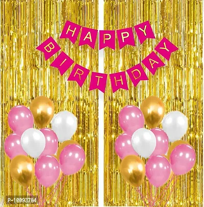 33 Pcs Pink White and Golden Birthday Balloons Combo Set For Kids Or boys Birthday Decoration Items Balloon&nbsp;&nbsp;(Gold  Pink  White  Pack of 33)-thumb0