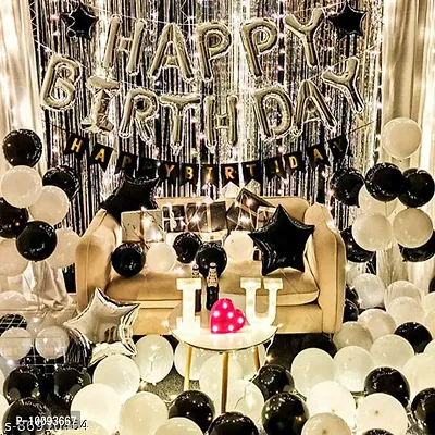 Birthday Decorations for Adult  String Light Party Decoration kit Black and White Balloons Perfect for Men and Women Birthday-thumb0