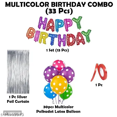 Multicolour Birthday Decoration Happy Birthday Decorations Kit for Boys and Girls Multicolour Balloons For Decoration   Multicolour Birthday Decorations Kit   Set of 33-thumb2