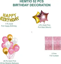 Pink White Gold Balloon Banner with Foil Curtain Stars for girls Kids&nbsp;&nbsp;(Set of 52)-thumb1