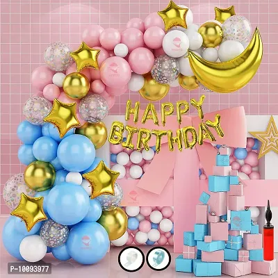 75 PCS Pink Blue Balloon Birthday Decoration Item&nbsp;&nbsp;(Set of 75)