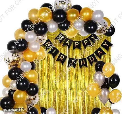 Happy Birthday Balloons Decoration Kit Of 45 For Husband Boys Kids Balloons Decorations Items Combo With Letters Banner  Latex Metallic Balloons  Foil Curtains.