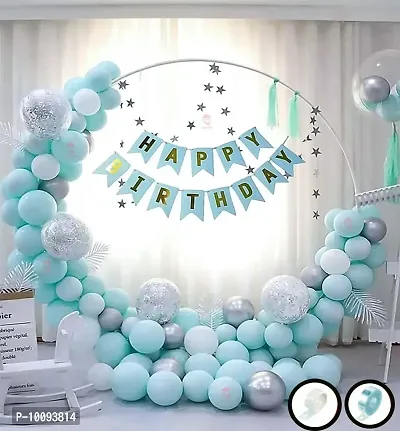 Birthday Decoration Items Combo Kit for Boys Girls with Balloon Banner Confettinbsp;nbsp;(Set of 47)