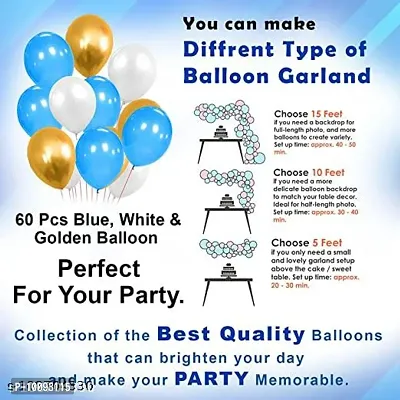 Blue White and Golden Birthday Balloons Combo Set Rubber  64Pcs For Kids Or boys Birthday Decoration Items-thumb4