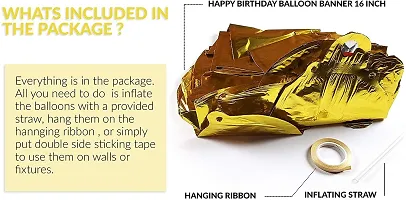 Happy Birthday Banner Foil Balloon Balloon&nbsp;&nbsp;(Gold  Pack of 1)-thumb3