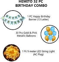 Birthday Decoration Items Kit  32Pcs Birthday Banner Blue Balloon with Led Light for Kids  Husband Girls Boys Bday Decorations Items with String Fairy Lights&nbsp;&nbsp;(Set of 32)-thumb1