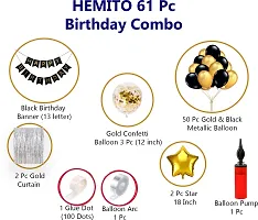 Happy Birthday Decoration Kit Combo 61Pcs for Black and Golden HBD Letter Star Foil Balloons with balloon hand pump for Kids boy Girl Adults 40th 50th 60th Theme D&eacute;cor Happy Birthday Decoration Items Set-thumb1