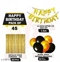 Happy Birthday Golden Foil Letter Balloons(13 foil latter 1 pack)With 30 Pic Black Gold Balloons And 2 Pcs Golden Metallic Fringe Shiny Curtains(Pack Of 45)-thumb1