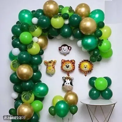BIRTHDAY BABY SHOWER WELCOME BABY JUNGLE THEME BALLOONS DECORATIONS SET FOR ALL PARTY SUPPLIES Balloon GREEN GOLD 50 PCS ANIMAL 5 PCS (Multicolor  Pack of 55)