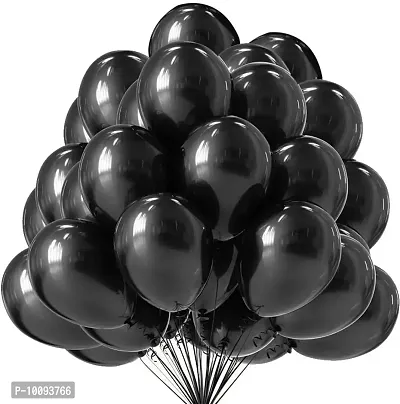 Premium Metallic Latex Balloons Pack of 50 Black Balloons for Decoration Balloon&nbsp;&nbsp;(Black  Pack of 50)-thumb0