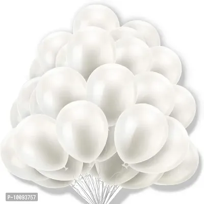 Premium Latex Balloons Pack of 50 White Balloons for Decoration Balloon&nbsp;&nbsp;(White  Pack of 50)-thumb0
