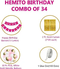 34Pcs Pink Golden and White Birthday Balloons Combo for Kids Or Birthday Decoration Items for Girls&nbsp;&nbsp;(Set of 34)-thumb1